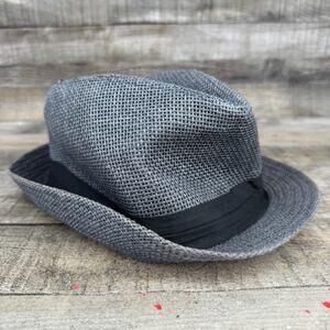 Fedora Hat Woven Black Band Gray The Hatter Company One Size Cap